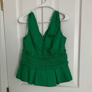 Express Green Ruched Peplum Blouse